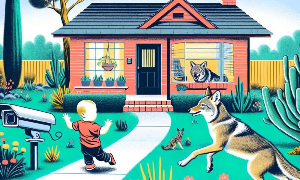 Toddler chased by coyote in Pasadena frontyard caught on surveillance video