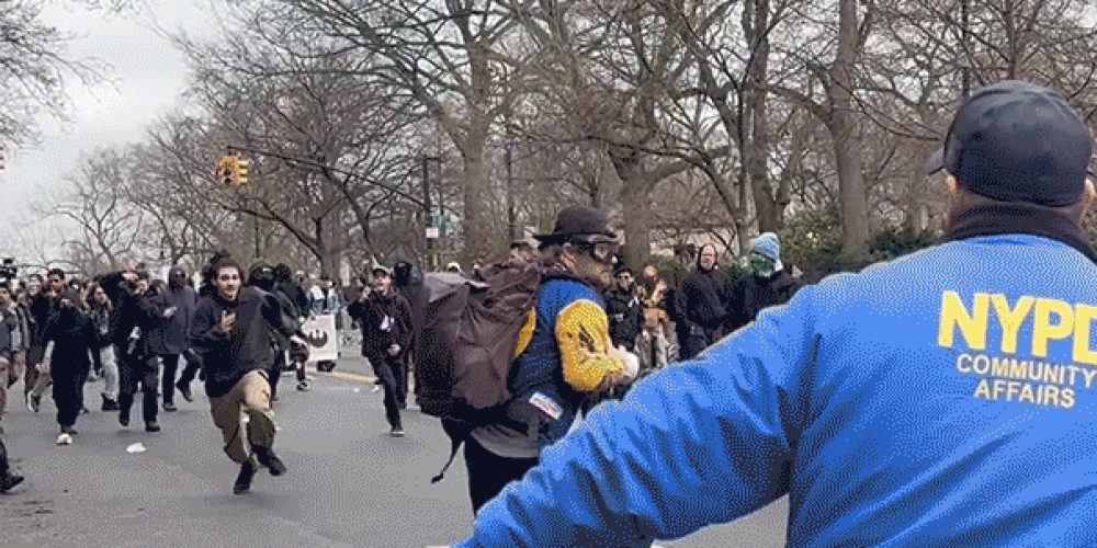 New footage reveals NYC terror suspect subdued after reportedly throwing a bomb at a protest.